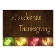 Happy Thanksgiving Grunge Leaves - Invitation Card