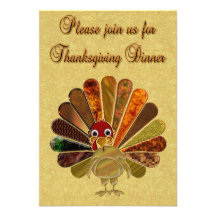 Happy Thanksgiving Turkey - Invitation