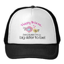 Happy To Be Me Whimsy Bird Big Sister T-shirt Mesh Hats
