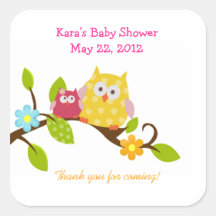 Happy Tree Owls Woodland SQUARE Favour Sticker