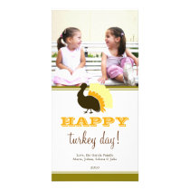 Happy turkey day orange green custom Thanksgiving photo cards