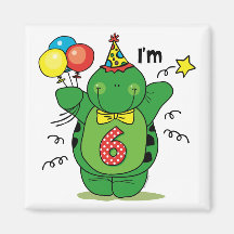 Happy Turtle 6th Birthday Fridge Magnet