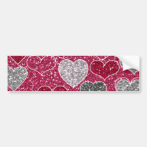 Happy Valentine's Day Glitter Love Bling Hearts Bumper Stickers