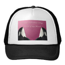 Happy Valentines Day Orca Killer Whale Heart of My Mesh Hat