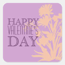 Happy Valentine's Day purple peach floral stickers