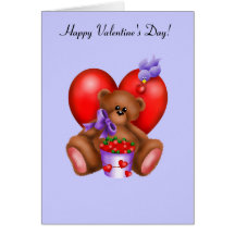 Happy Valentines Heart Bear 1 Greeting Cards