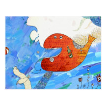 Happy whale Postcard by Krize Tarjeta Postal