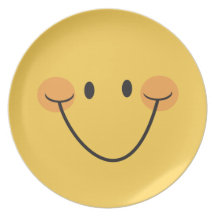 Happy yellow smiley face novelty plate