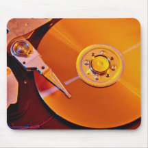 Hard drive with golden platter mousemats
