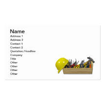 Hard hat long wooden toolbox business card