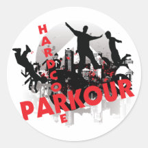 Hardcore Parkour Grunge City Round Sticker