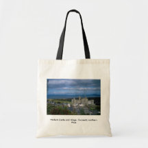 Harlech Castle and village, Gwynedd, northern Wale Canvas Bags