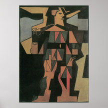 Harlequin by Juan Gris, Vintage Cubism Posters