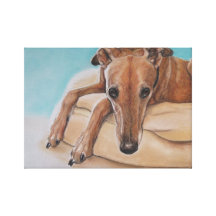 Harley Greyhound Dog Art Print Gallery Wrap Canvas
