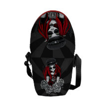 Harley Red Tattoo Biker Rose Angel Messenger Bag