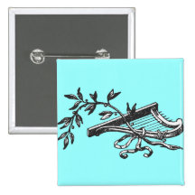 Harp and Berries Pinback Buttons
