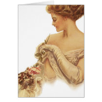 Harrison Fisher Lady & Cat Notcard Card cards