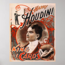 Harry Houdini King Of Cards Print