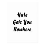 Hate Gets You Nowhere. Black and White Design. Postcards