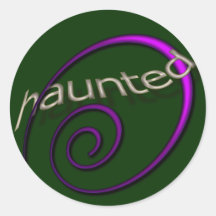Haunted Halloween Emerald Round Stickers