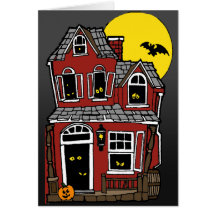 Haunted Halloween House Greeting Cards