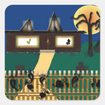 Haunted Halloween Scene Wall Decal Stickers