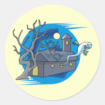 Haunted House Round Sticker