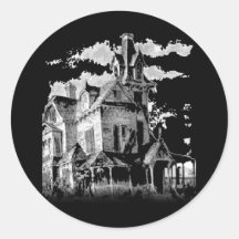 HAUNTED HOUSE ROUND STICKERS