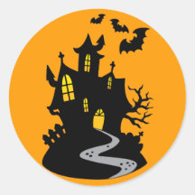Haunted House with Bats Sticker
