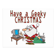 have a geeky christmas santa computer tech post card