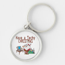 have a techy christmas computer geek santa key chain