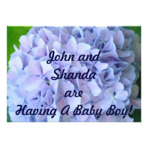 Having a Baby Boy! Shower Invitations Blue Floral