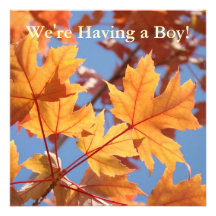 Having a Boy! invitations Baby Shower Autumn Leave