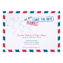 Hawaii Air Mail Wedding Save The Date Personalized Invitations