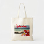 Hawaii flower beach scene reusable bag