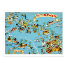 Hawaii Funny Vintage Map Postcard