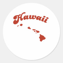 HAWAII Red State Round Stickers