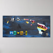 Hawaii State Aloha Vintage License Plate Art Map Print