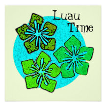Hawaiian Flowers Luau Time Invitation