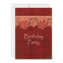 Hawaiian Hibiscus Birthday Party Invitations