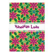 Hawaiian Luau Tropical Flowers Party Announcement