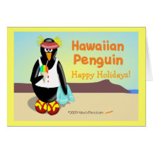 Hawaiian Penguin Customisable Holiday Card