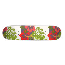 Hawaiian Tropical Island Hibiscus Flower Pattern Custom Skateboard