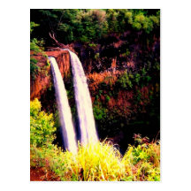 Hawaiian waterfalls postcard