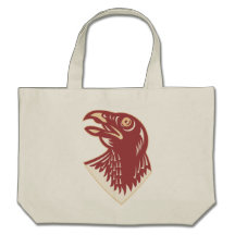 Hawk Head Looking Up Retro Tote Bags