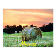 haybales at sunset postcards