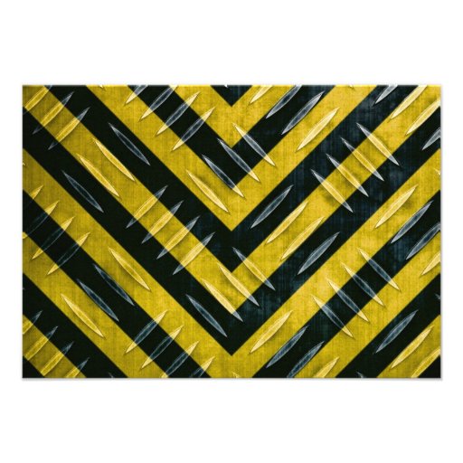 Hazard Stripe Diamond Plate Textured Personalised Invites