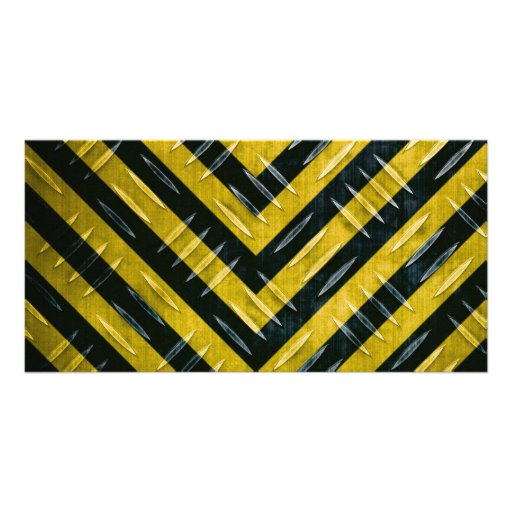 Hazard Stripe Diamond Plate Textured Customised Photo Card