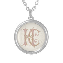 HC or CH Monogram in Pink and Gold Necklaces