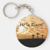 He is Risen! Three Crosses and Sunset Key Chain